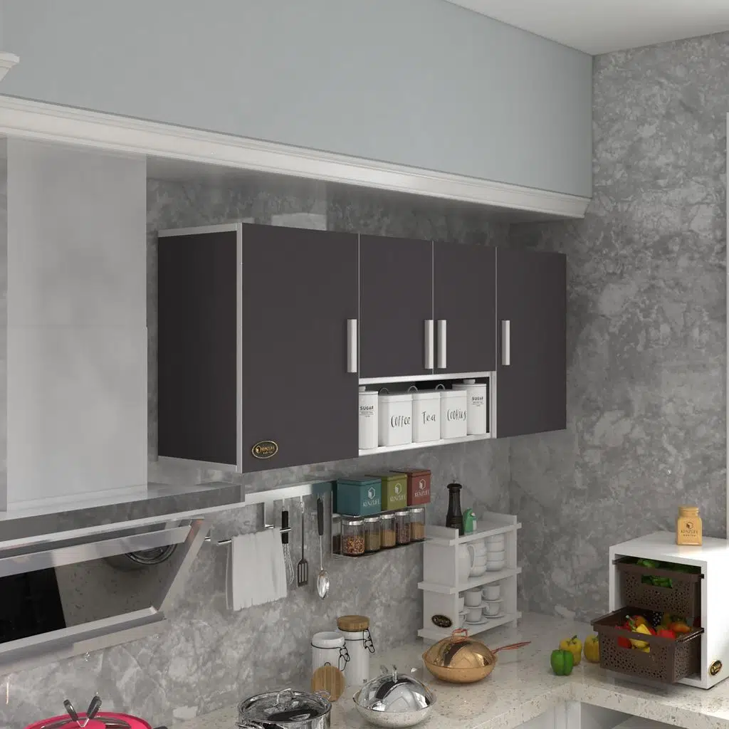Kenzlife hazır mutfak floro22 gri 060*150*22 mutfak banyo dolabı kapaklı raflı