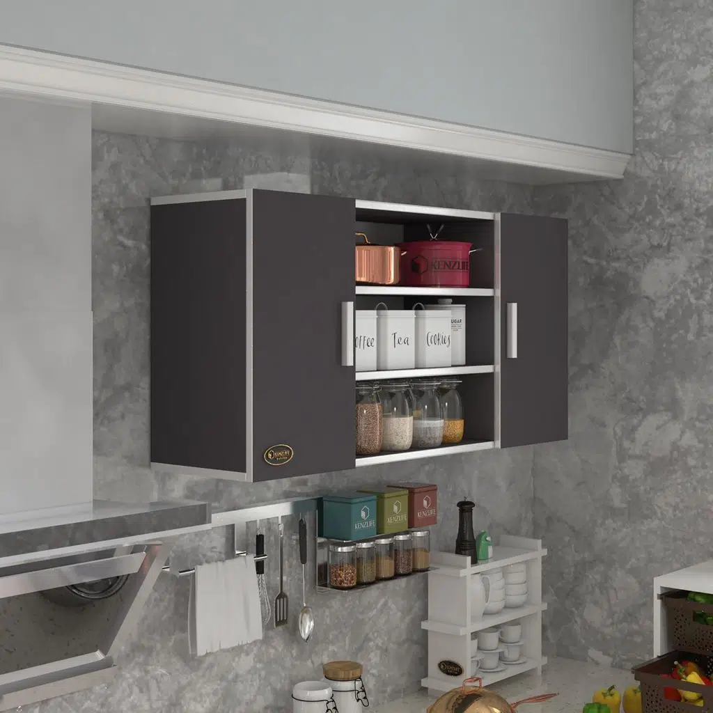 Kenzlife hazır mutfak honnor22 gri 060*120*22 mutfak banyo dolabı kapaklı raflı