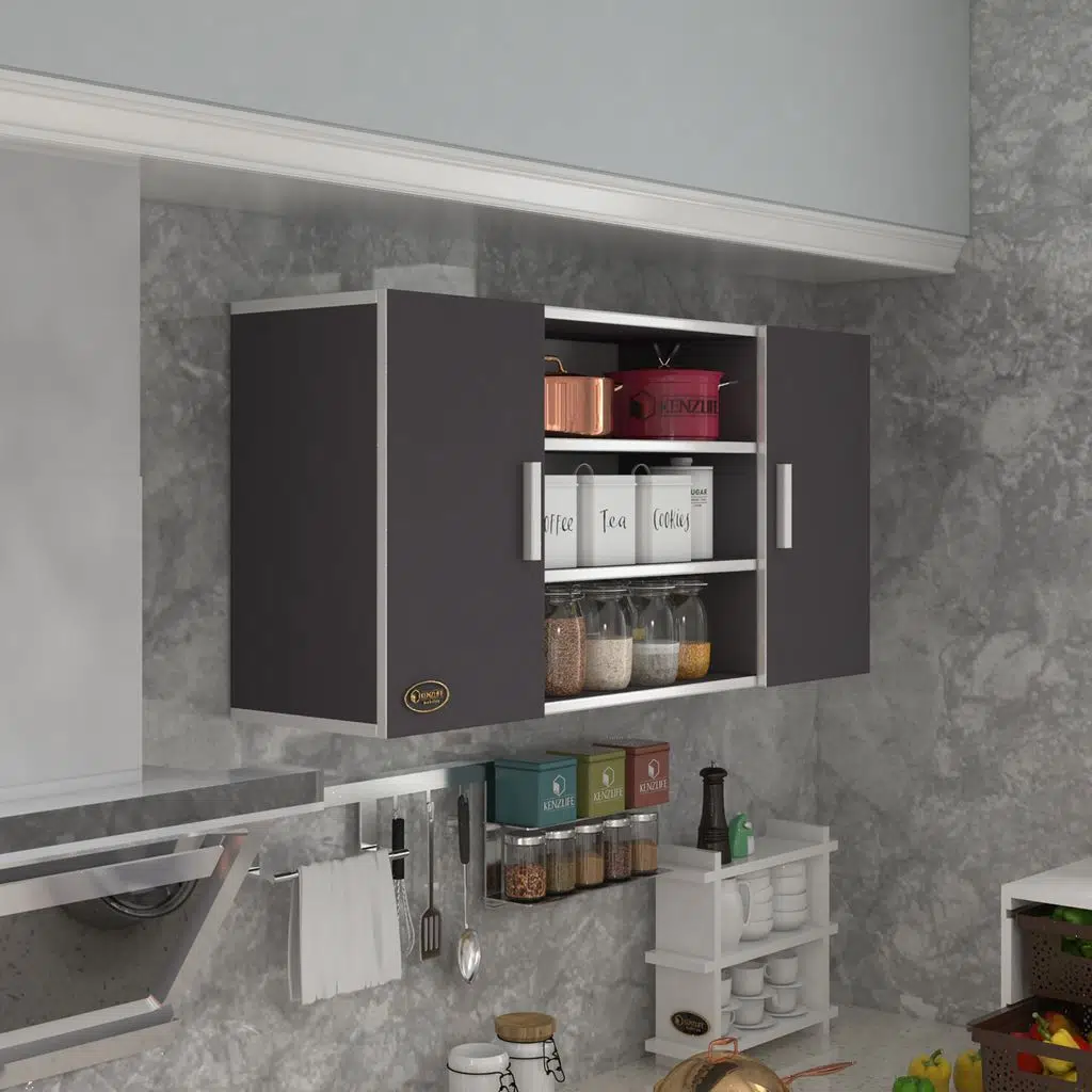 Kenzlife hazır mutfak honnor32 gri 060*120*32 mutfak banyo dolabı kapaklı raflı