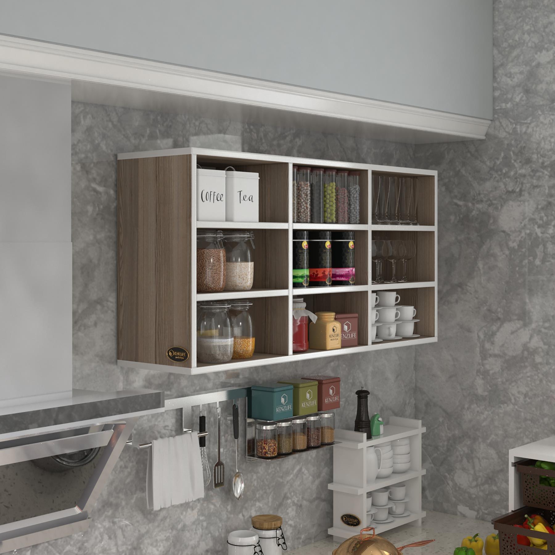Kenzlife hazır mutfak hortus22 crd 060*120*22 banyo dolabı raflı kapaksız arkalıklı
