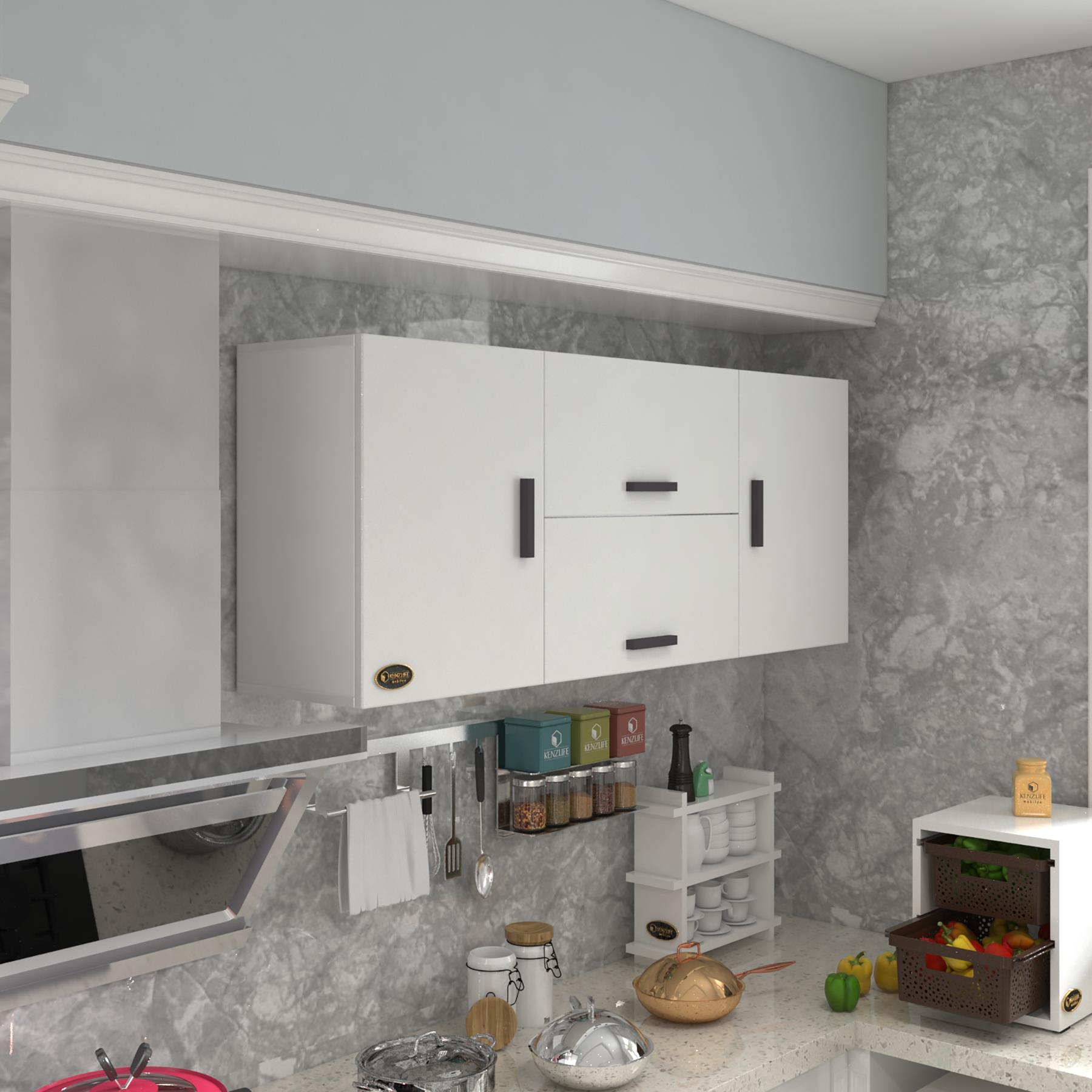 Kenzlife hazır mutfak lucida byz 060*150*32 mutfak banyo dolabı kapaklı raflı