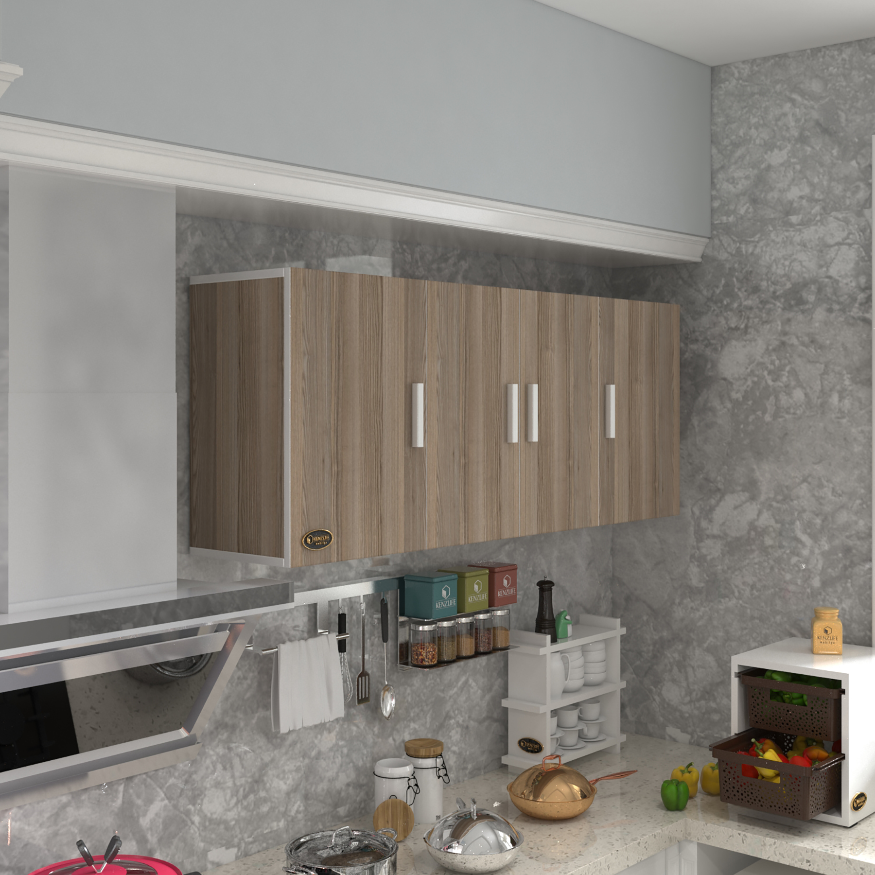 Kenzlife hazır mutfak marina crd 060*150*22 mutfak banyo dolabı kapaklı raflı