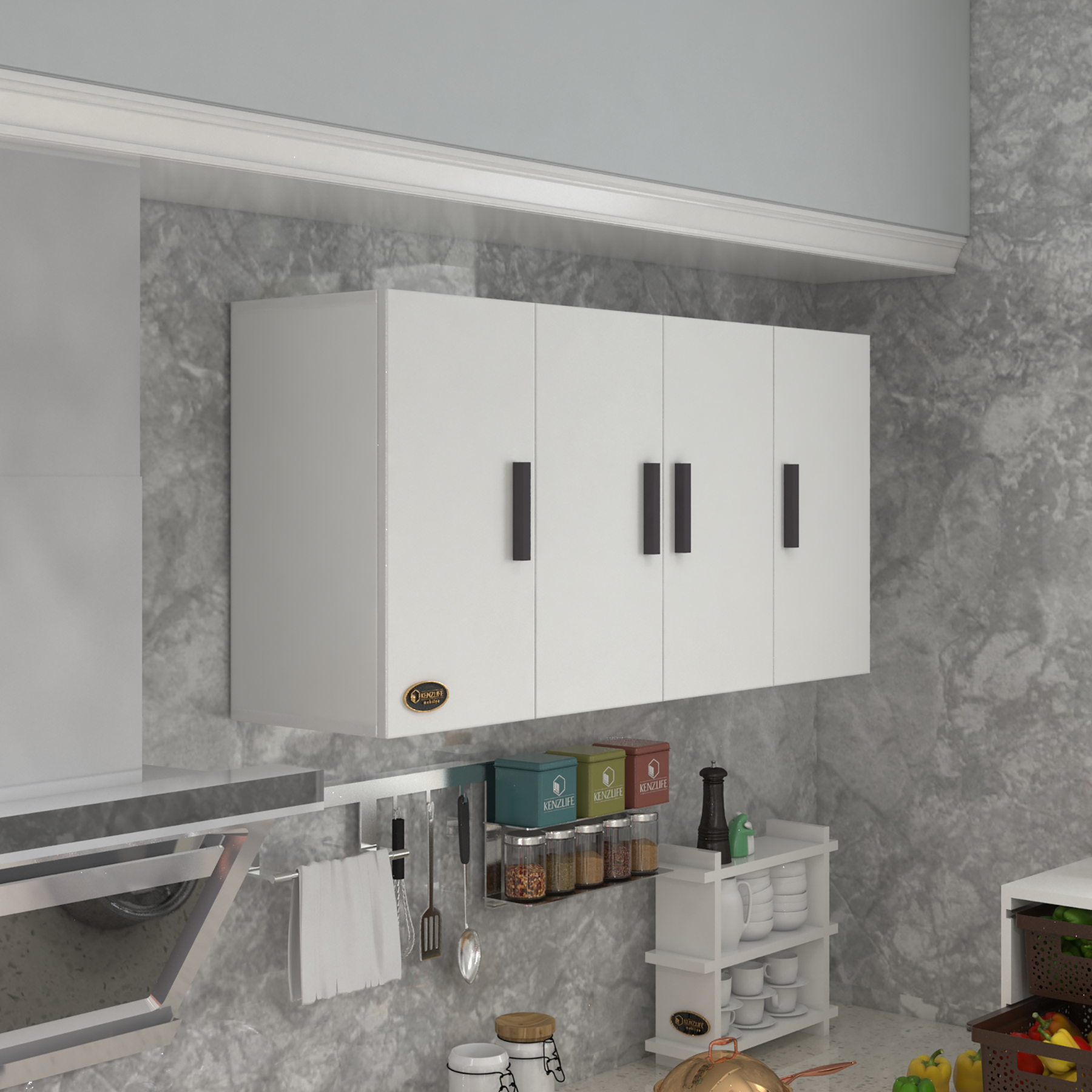 Kenzlife hazır mutfak merlanda byz 060*120*32 mutfak banyo dolabı kapaklı raflı