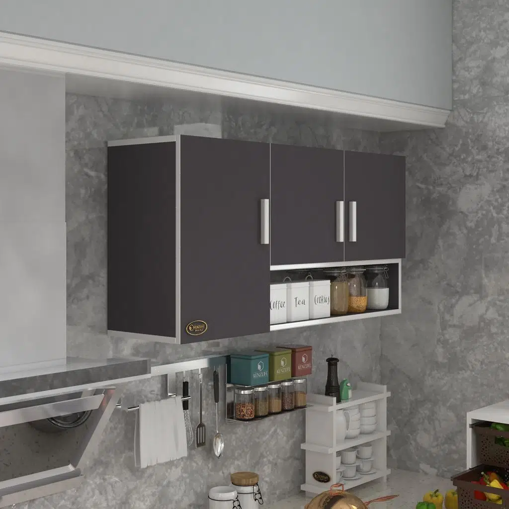Kenzlife hazır mutfak mirandus22 gri 060*120*22 mutfak banyo dolabı kapaklı raflı