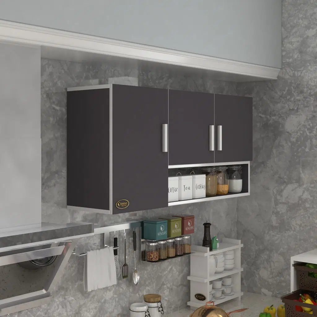Kenzlife hazır mutfak mirandus32 gri 060*120*32 mutfak banyo dolabı kapaklı raflı