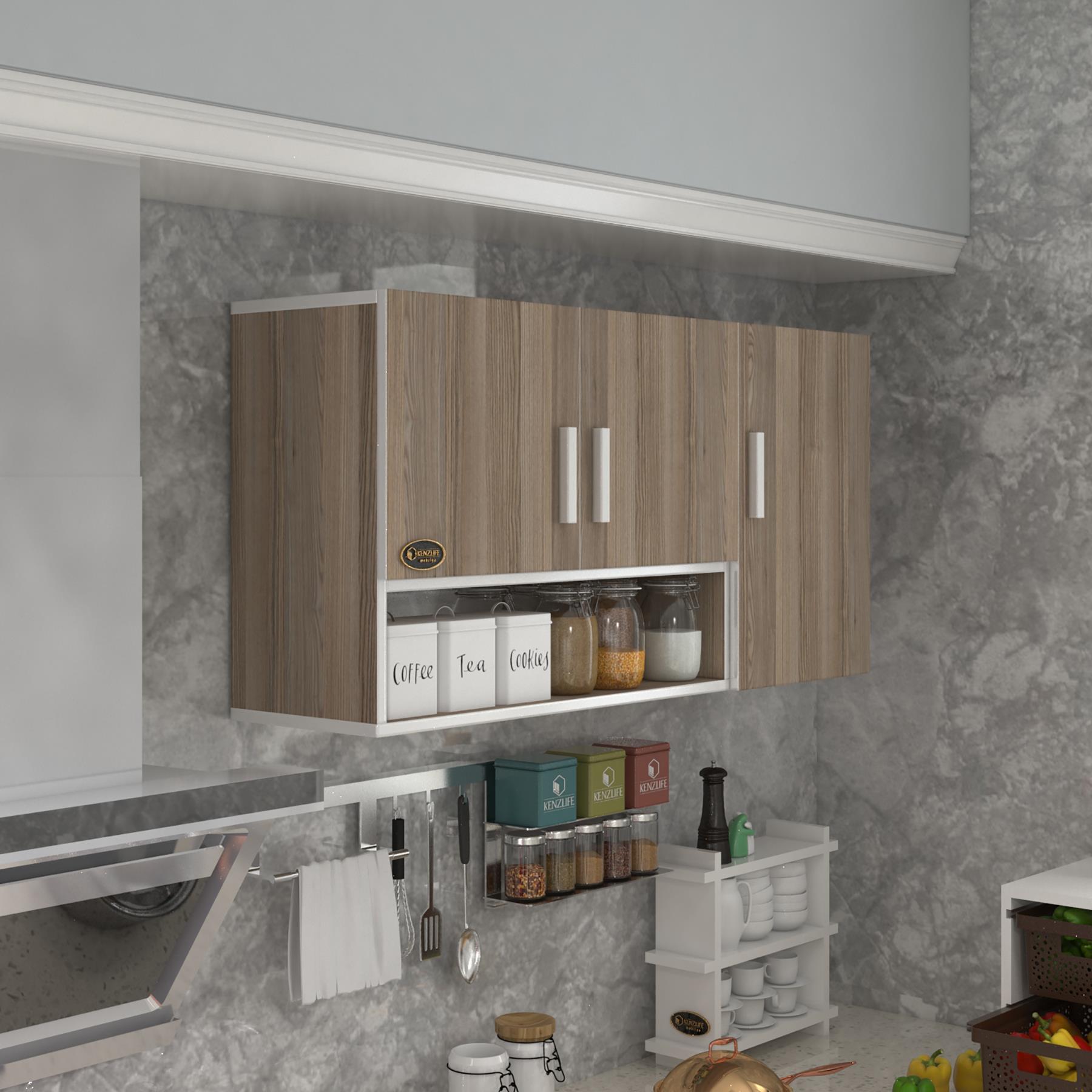 Kenzlife hazır mutfak mirena22 crd 060*120*22 mutfak banyo dolabı kapaklı raflı