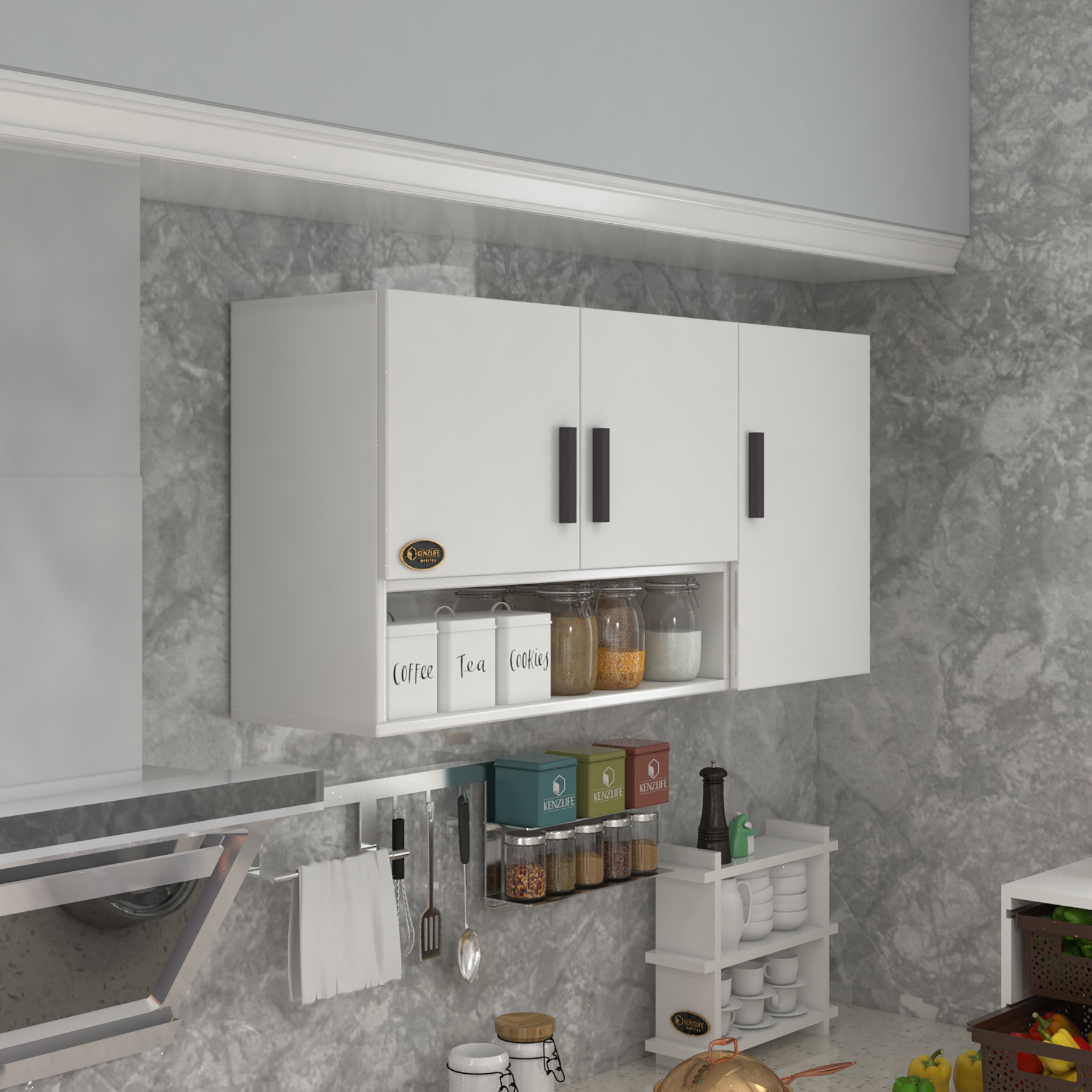 Kenzlife hazır mutfak mirena32 byz 060*120*32 mutfak banyo dolabı kapaklı raflı