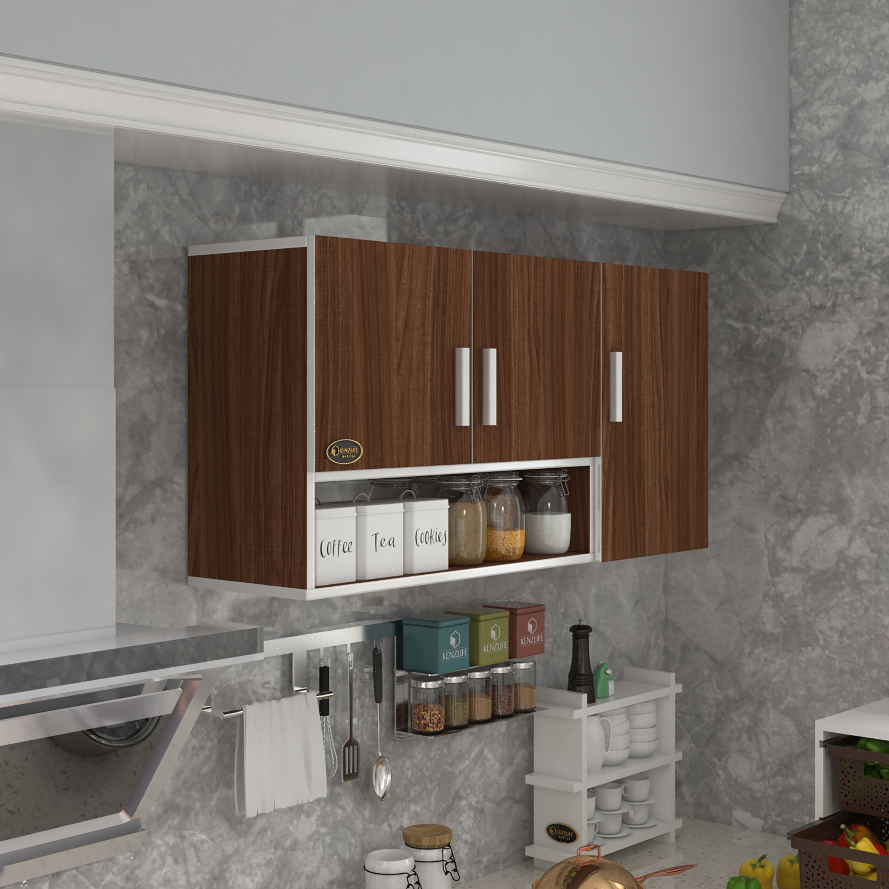 Kenzlife hazır mutfak mirena32 cvz 060*120*32 mutfak banyo dolabı kapaklı raflı