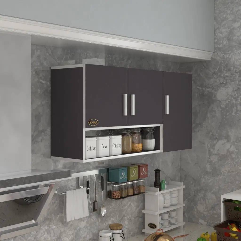 Kenzlife hazır mutfak mirena32 gri 060*120*32 mutfak banyo dolabı kapaklı raflı