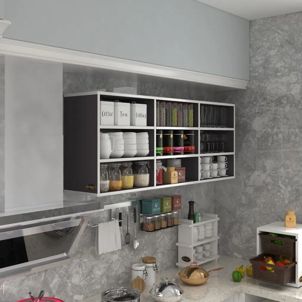 Kenzlife hazır mutfak orela gri 060*150*22 mutfak banyo dolabı kapaksız raflı