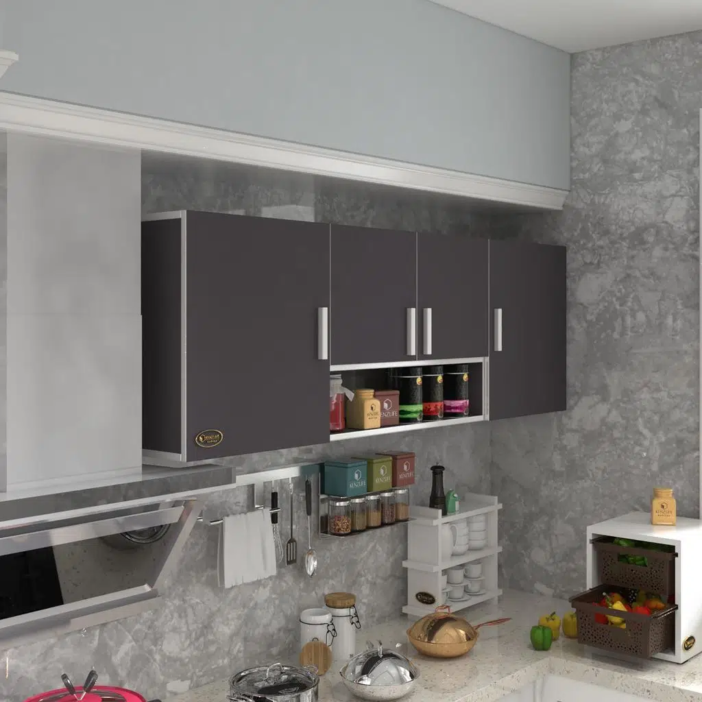 Kenzlife hazır mutfak packey gri 060*180*32 mutfak banyo dolabı kapaklı raflı