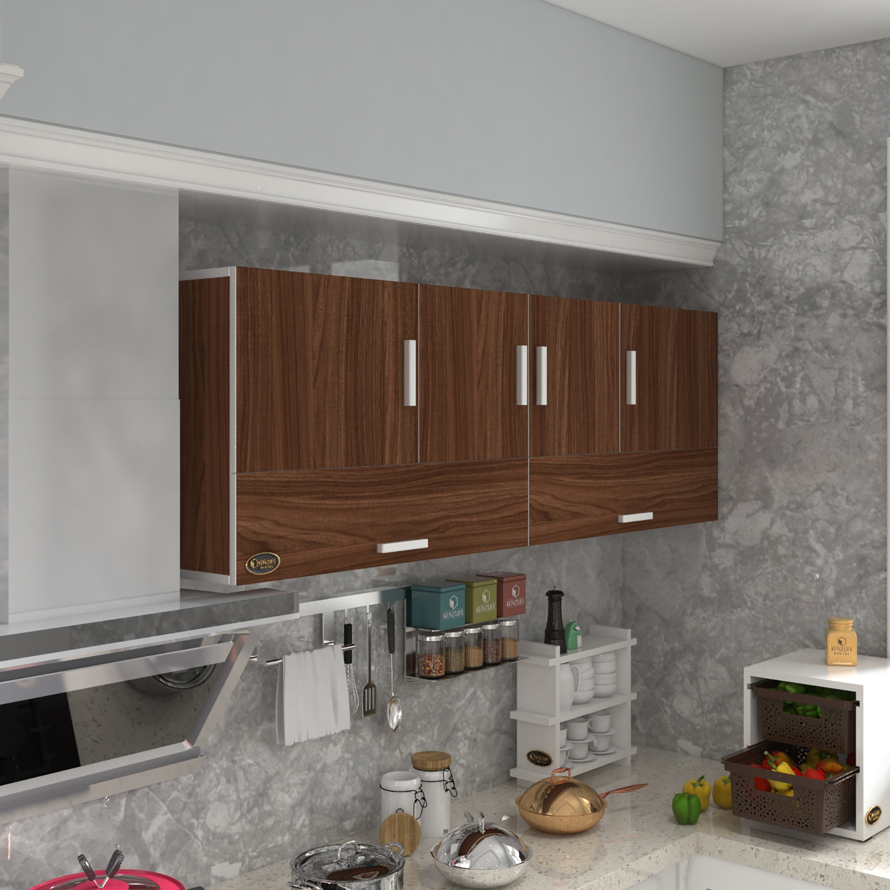 Kenzlife hazır mutfak perenna cvz 060*180*22 mutfak banyo dolabı kapaklı raflı