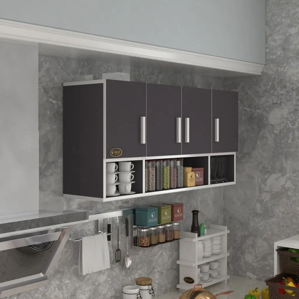 Kenzlife hazır mutfak severus gri 060*120*22 mutfak banyo dolabı kapaklı raflı