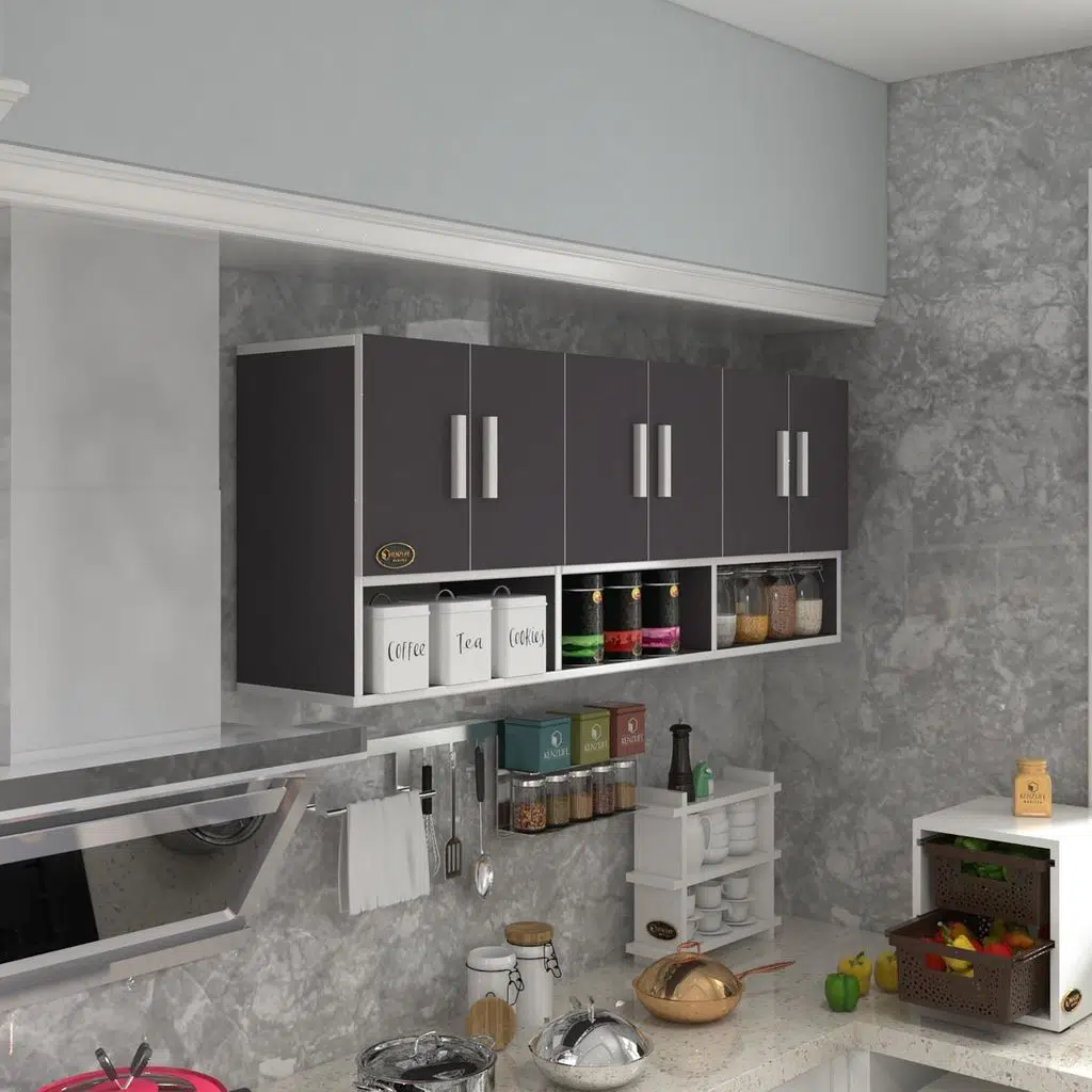 Kenzlife hazır mutfak vice gri 060*180*22 mutfak banyo dolabı kapaklı raflı