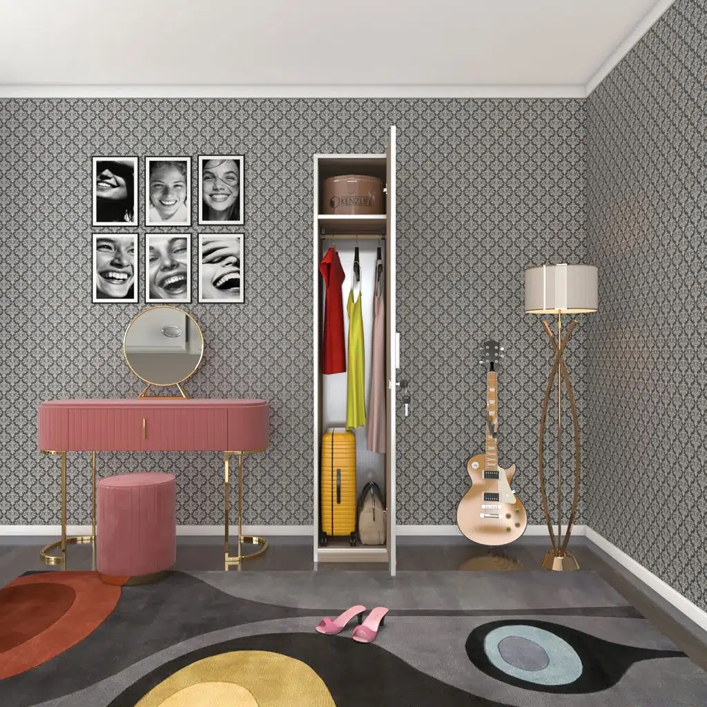 Kenzlife kilitli gardırop öğrenci dolabı tek kapılı kasımpatı crd 180*35*42 gardolap dolap ofis