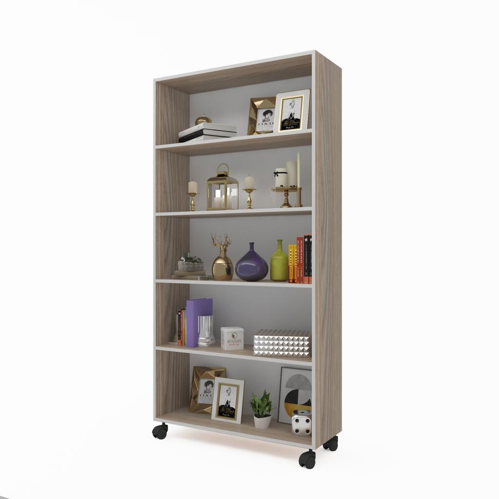 Kenzlife kitaplık beril 188*090*020 crd tekerlekli mutfak dolabı banyo ofis ayakkabılık kiler