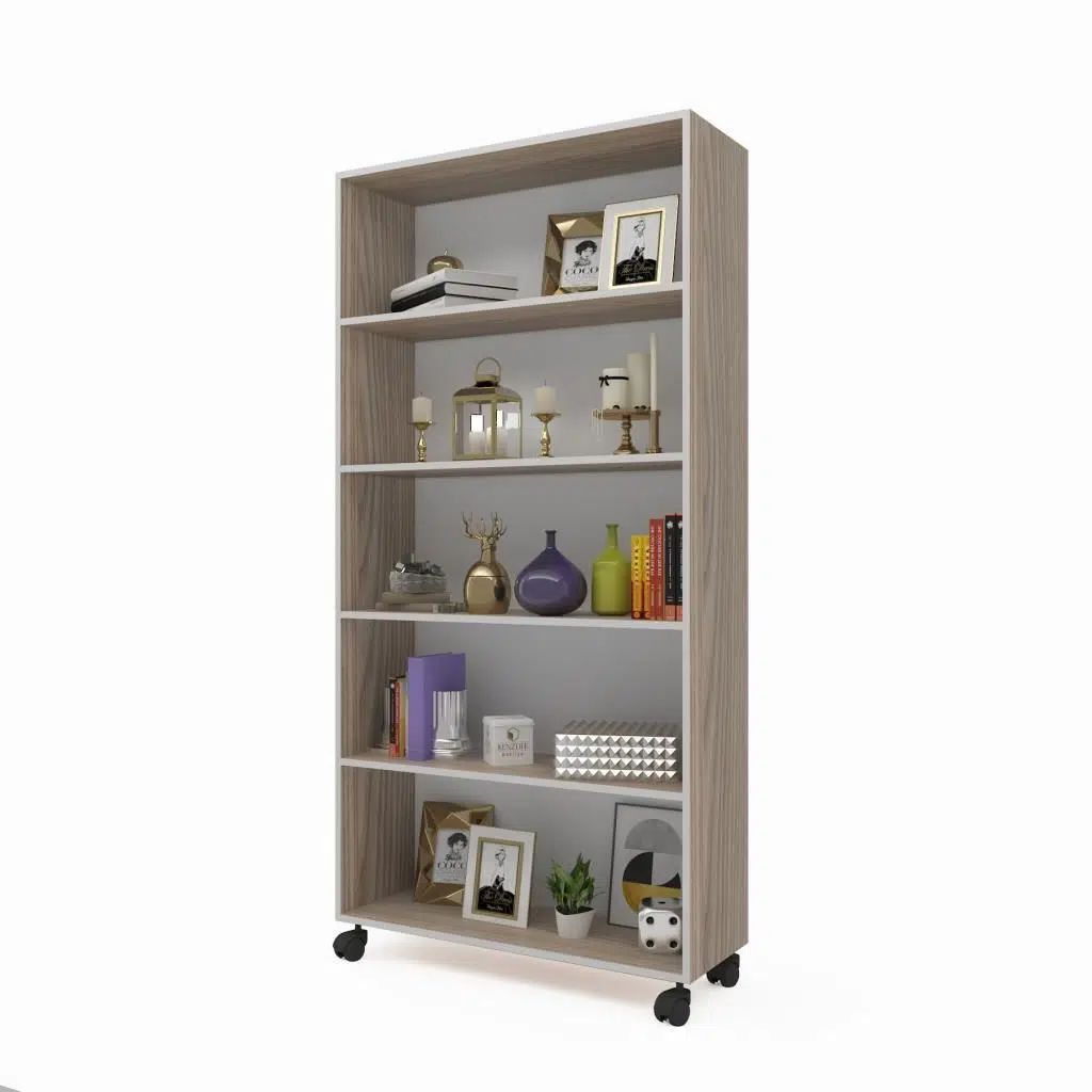 Kenzlife kitaplık beril 188*090*020 crd tekerlekli mutfak dolabı banyo ofis ayakkabılık kiler
