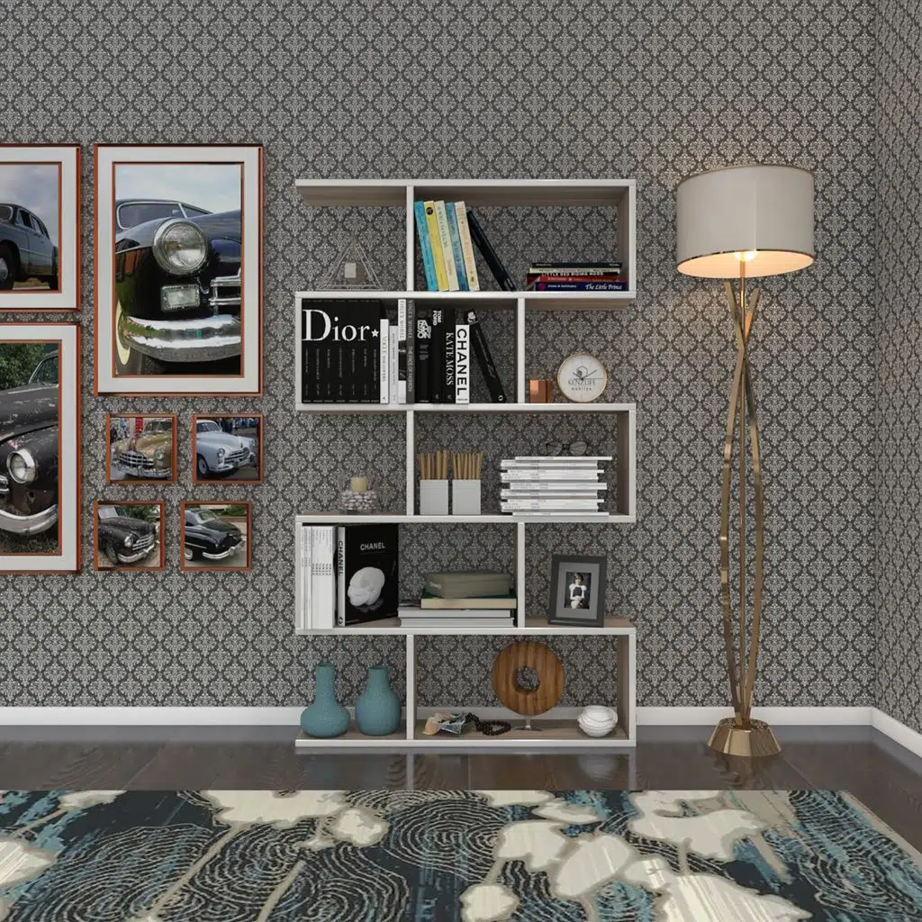 Kenzlife kitaplık firuze 150*090*20 crd duvar rafı 