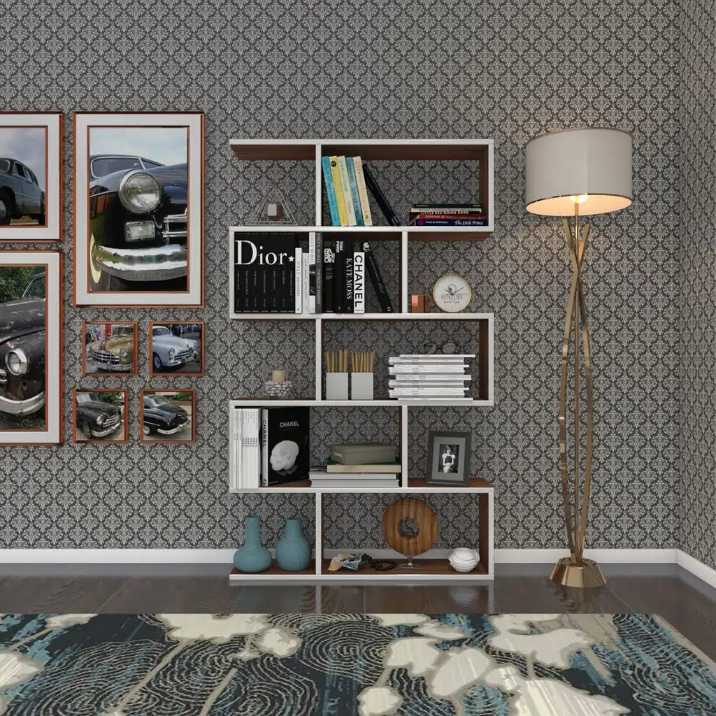 Kenzlife kitaplık firuze 150*090*20 cvz duvar rafı 