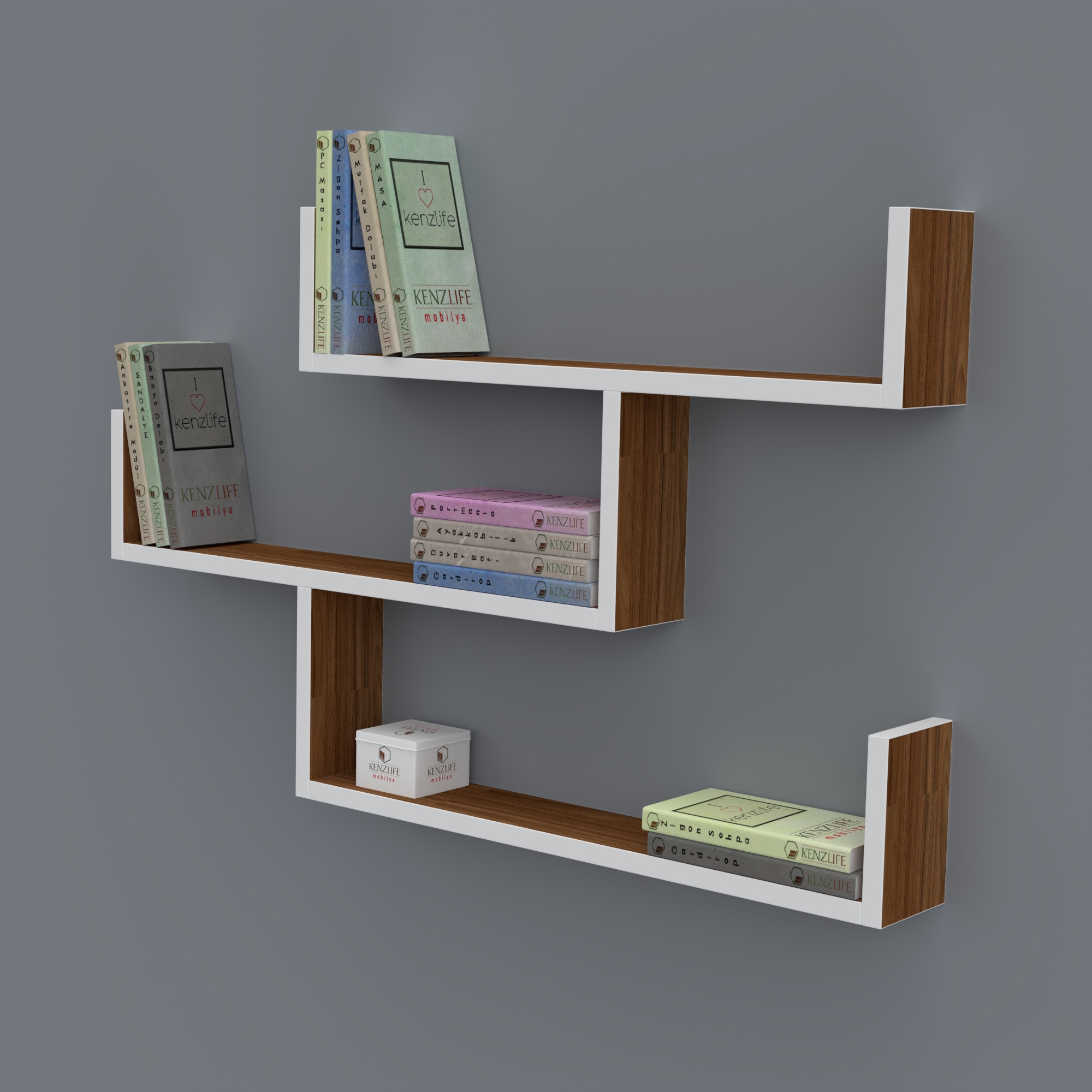 Kenzlife kitaplık gülin 055*080*20 cvz duvar rafı 