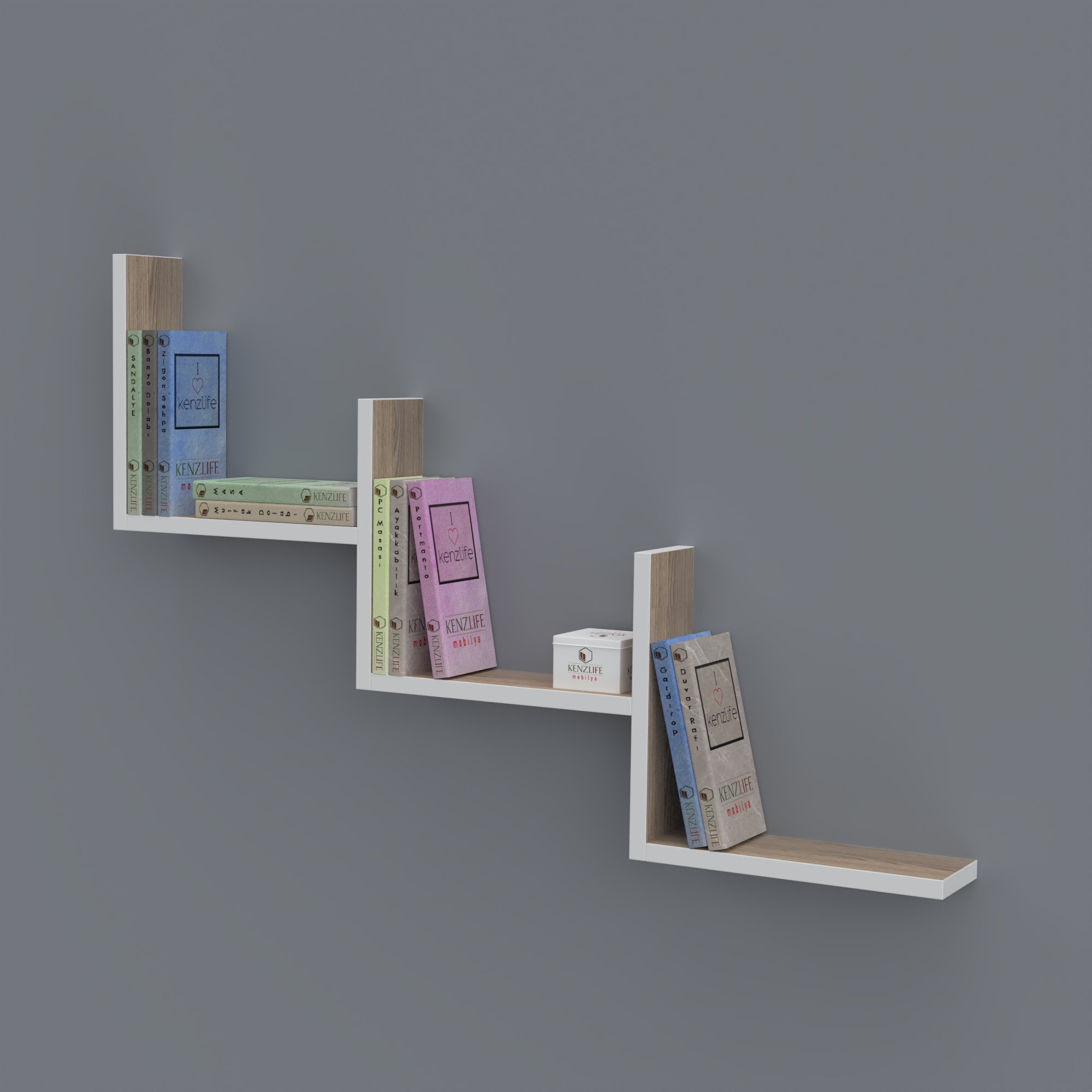Kenzlife kitaplık günan 060*090*20 crd duvar rafı 