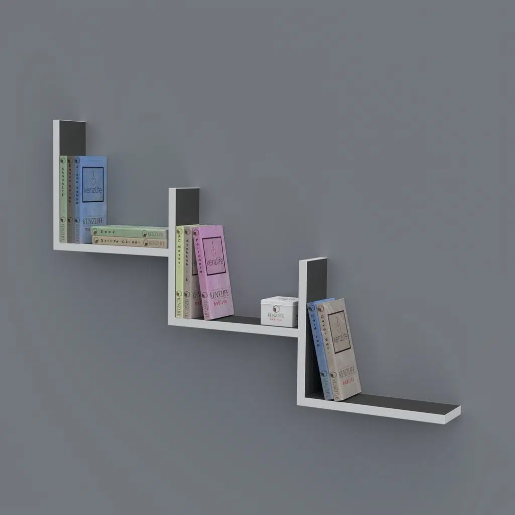 Kenzlife kitaplık günan 060*090*20 gri duvar rafı 