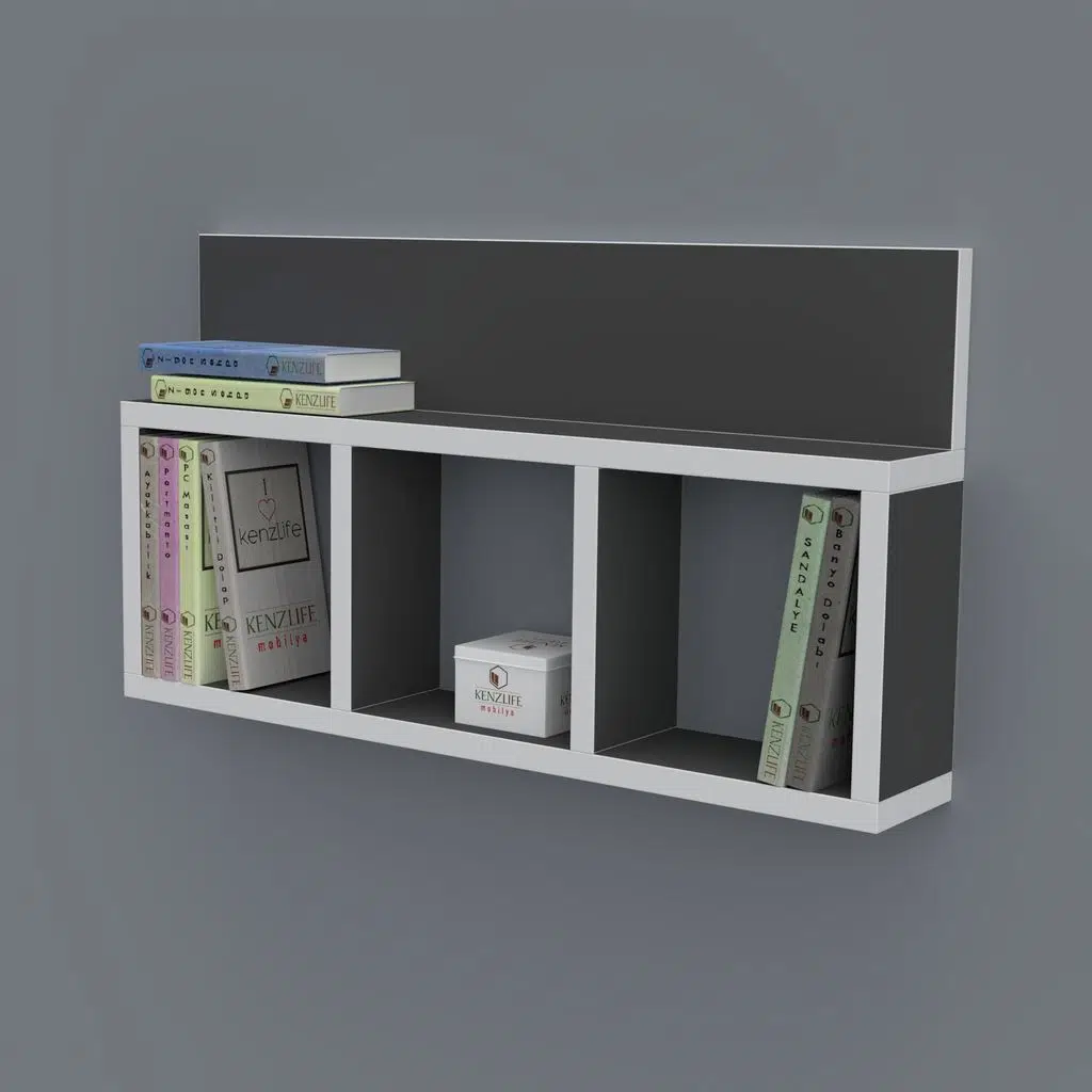 Kenzlife kitaplık hayal 030*060*20 gri duvar rafı 