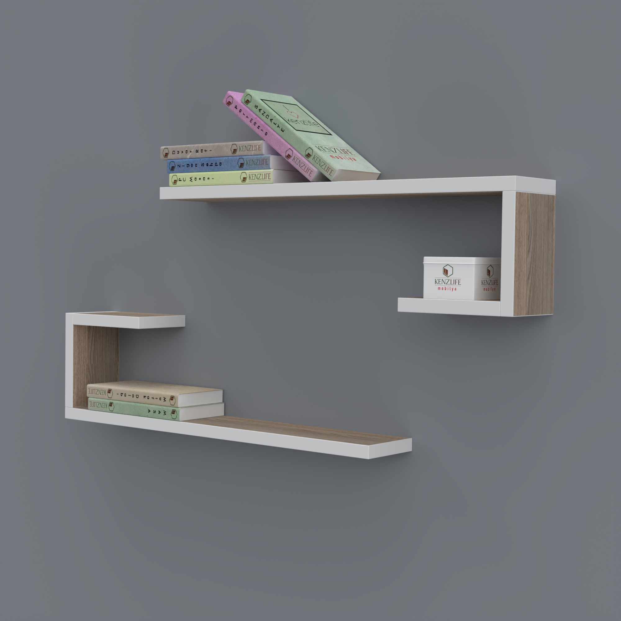 Kenzlife kitaplık kayra 015*060*20*2 crd duvar rafı 