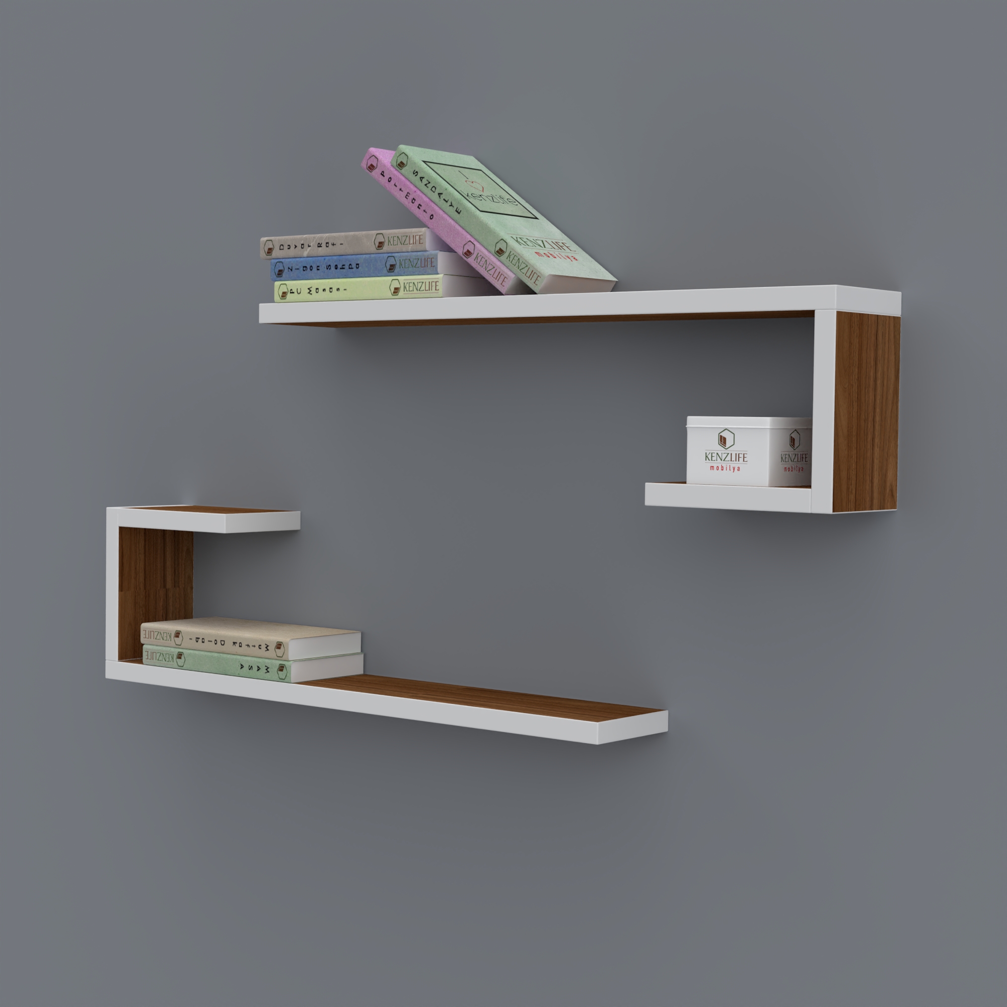 Kenzlife kitaplık kayra 015*060*20*2 cvz duvar rafı 