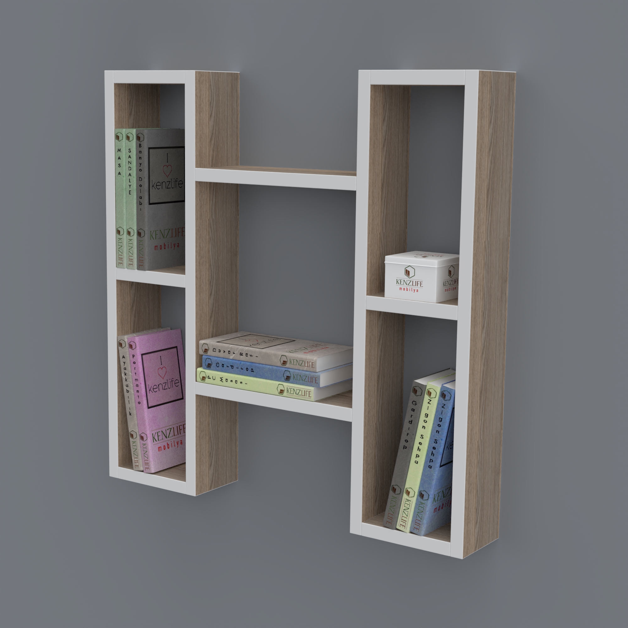 Kenzlife kitaplık melisa 060*060*20 crd duvar rafı 