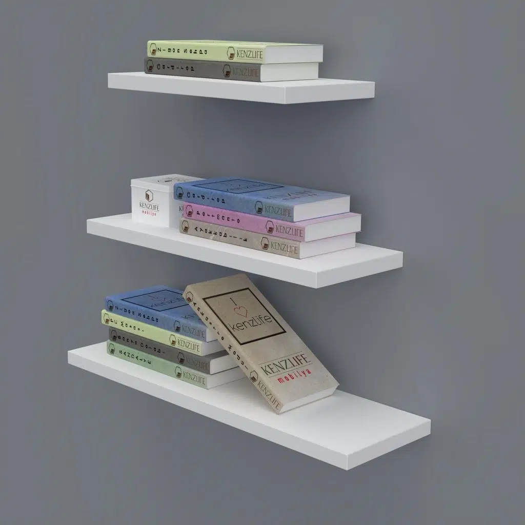 Kenzlife kitaplık hubbu byz 20*30*40*15 3 lü set duvara monte aparatlı duvar rafı