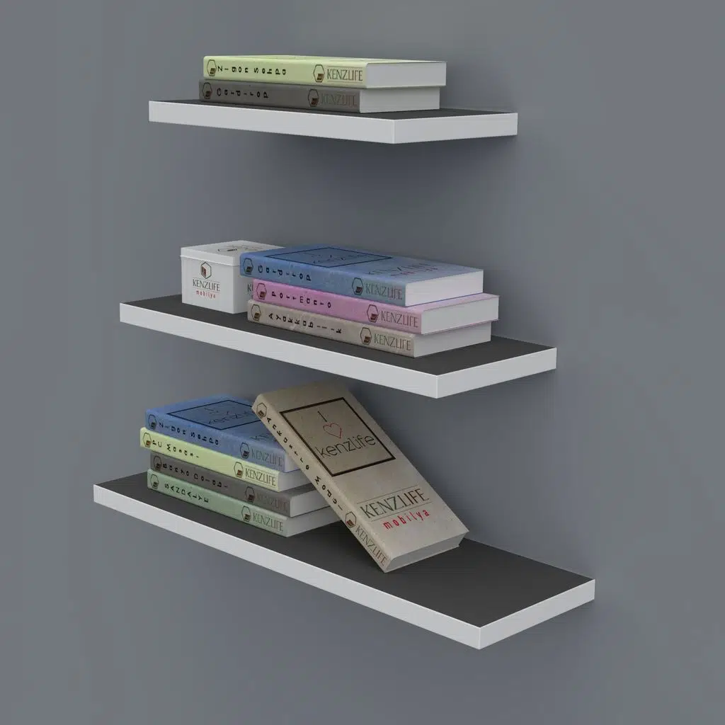 Kenzlife kitaplık nadire 000*050-040-030*20 gri duvar rafı 