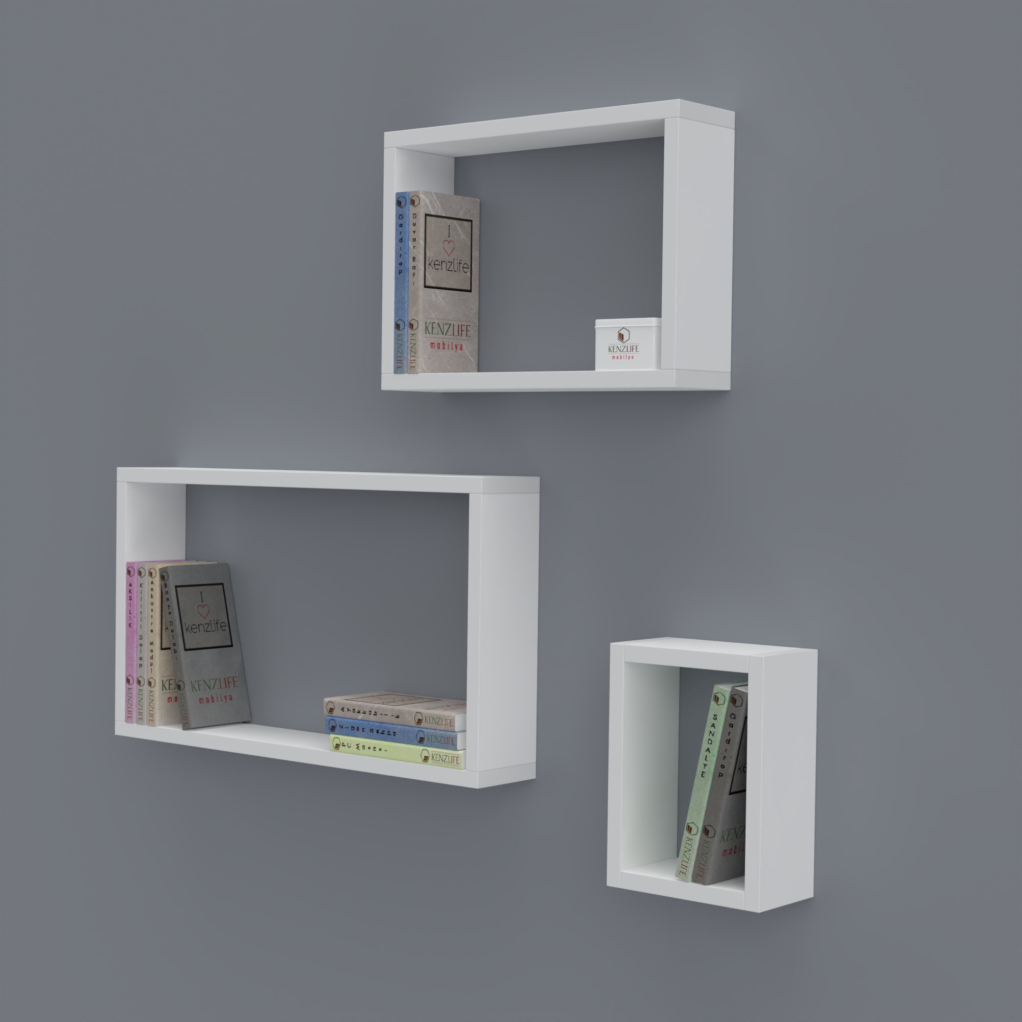 Kenzlife kitaplık neslişah 030*060*20*3 byz duvar rafı 