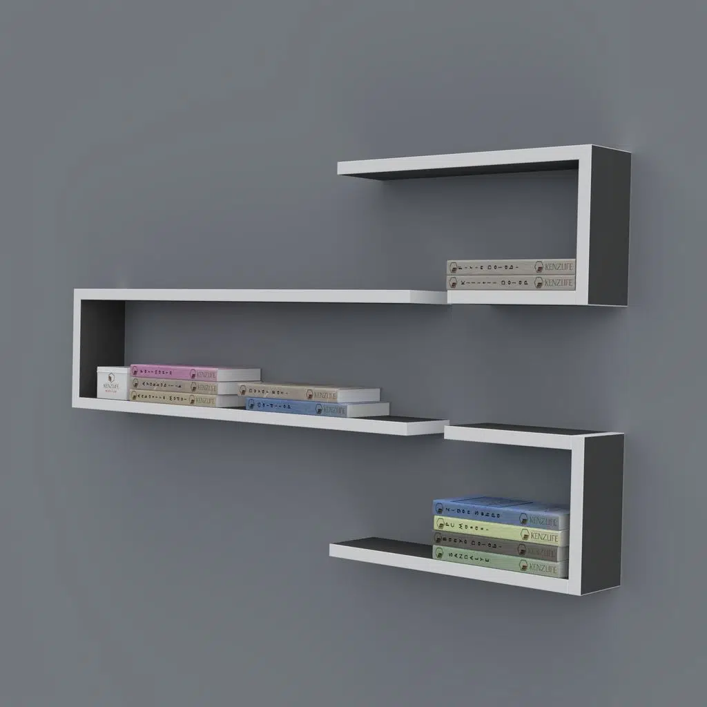 Kenzlife kitaplık nevres 060*100*20 gri duvar rafı 