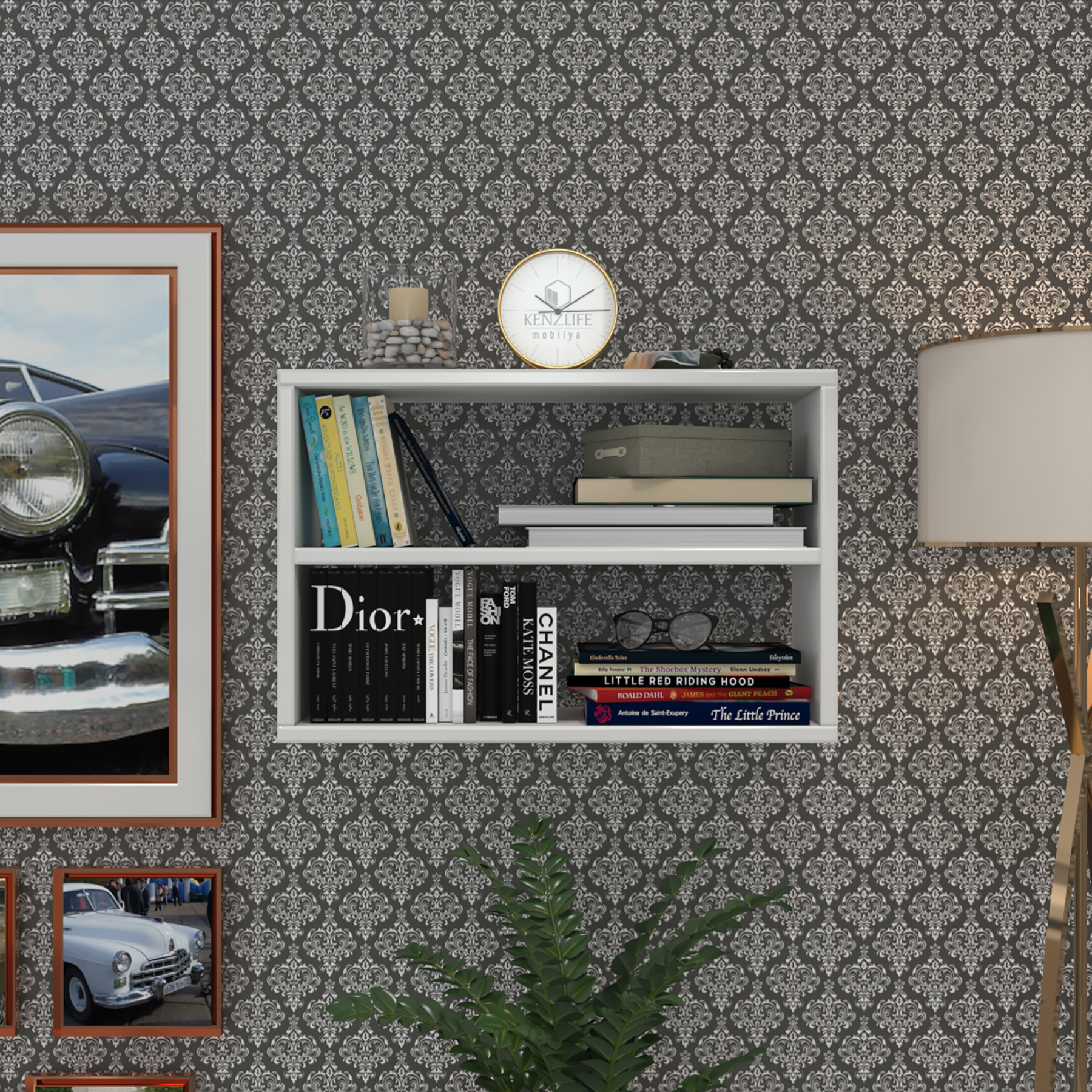 Kenzlife kitaplık nihan 040*060*20 byz duvar rafı 