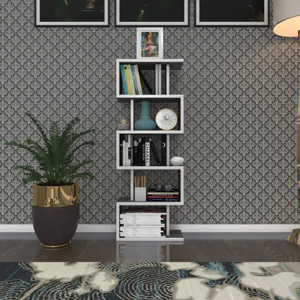 Kenzlife kitaplık raf diba1 gri 129X040x19 banyo kiler ofis (m)