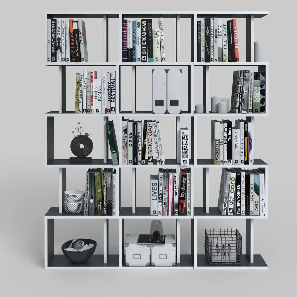 Kenzlife kitaplık raf diba3 gri 129X120x19 banyo kiler ofis (m)