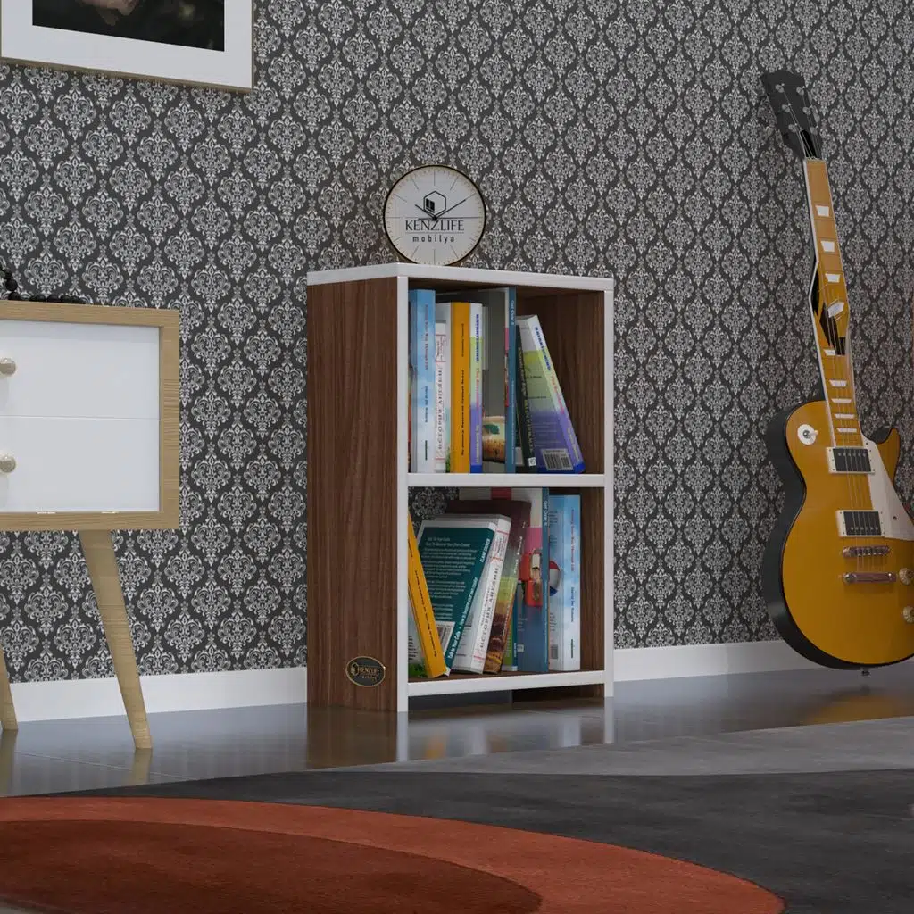 Kenzlife kitaplık süper ga 060*40*19 cvz 2 katlı tek bölme ofis mutfak banyo dolabı arkalıksız