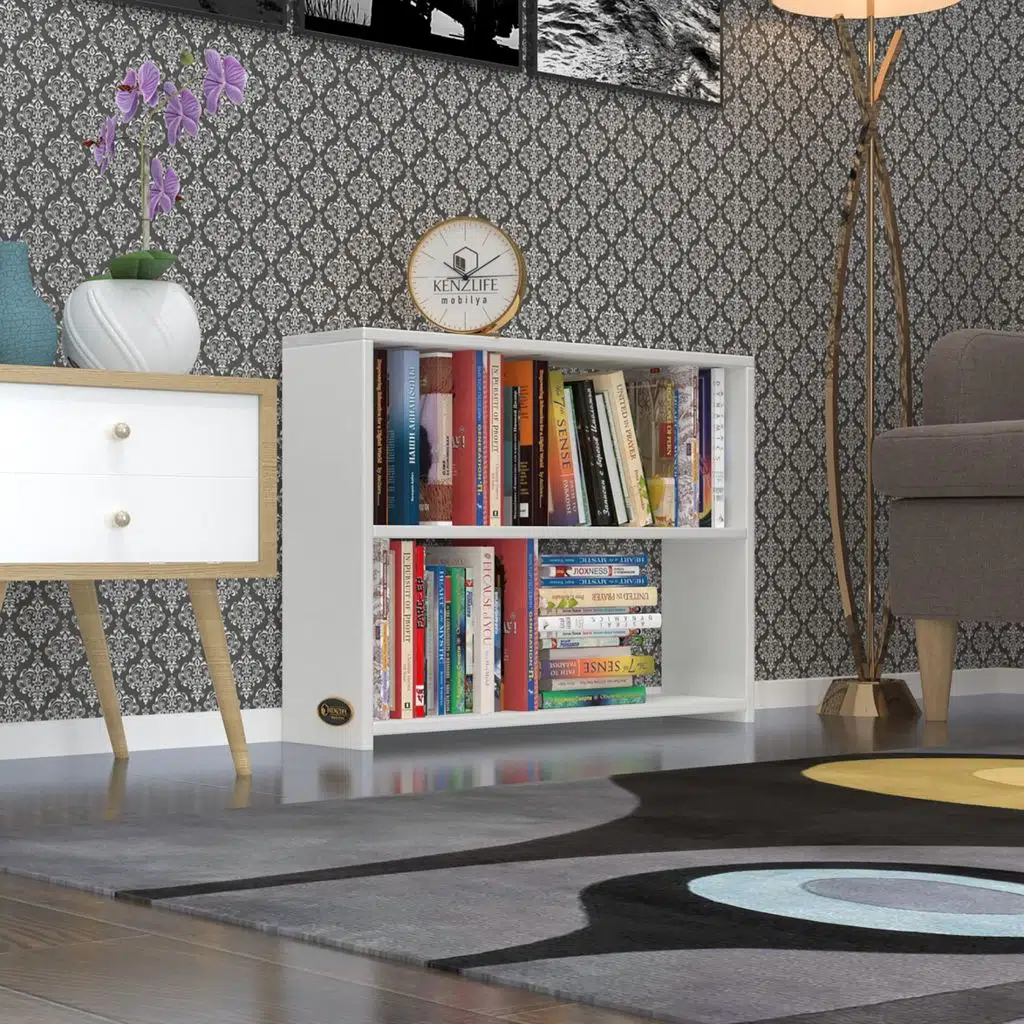 Kenzlife kitaplık süper ga 060*80*19 byz 2 katlı tek bölme ofis mutfak banyo dolabı arkalıksız