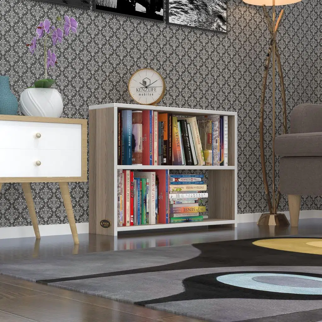 Kenzlife kitaplık süper ga 060*80*19 crd 2 katlı tek bölme ofis mutfak banyo dolabı arkalıksız