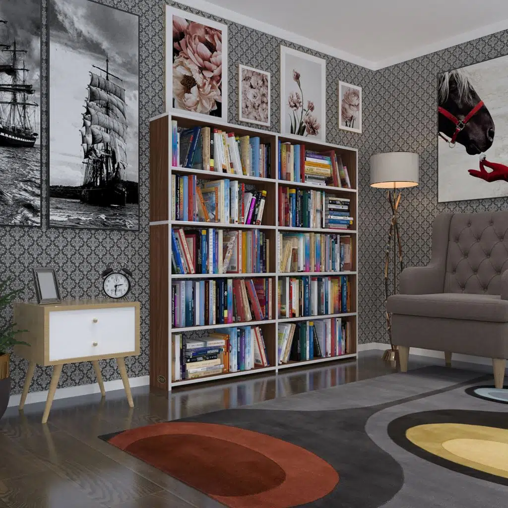 Kenzlife kitaplık süper ga 150*160*19 cvz 5 katlı 2 bölme çift bölme opsiyonlu ofis mutfak banyo dolabı arkalıksız