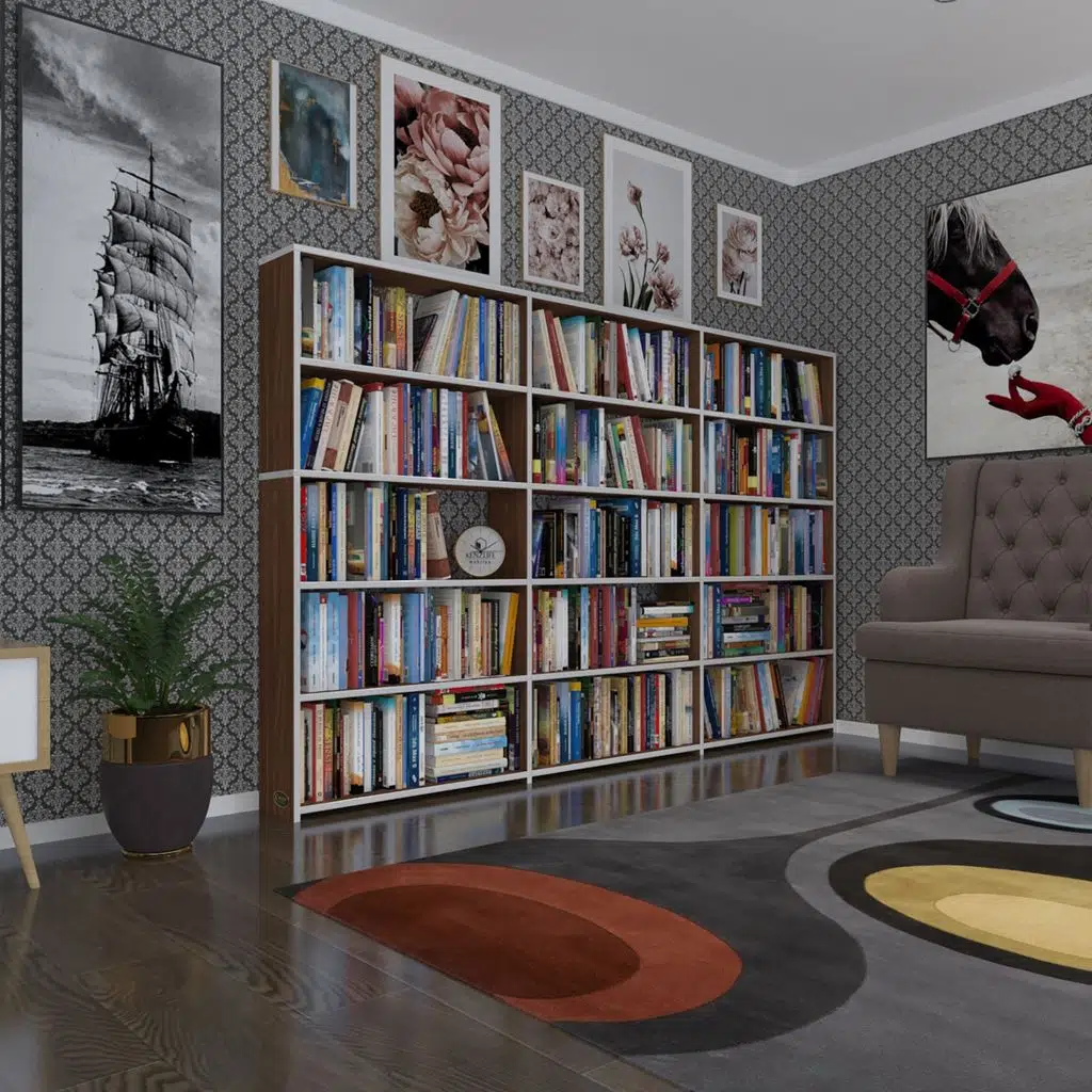 Kenzlife kitaplık süper ga 150*240*19 cvz 5 katlı 3 bölme çift bölme opsiyonlu ofis mutfak banyo dolabı arkalıksız