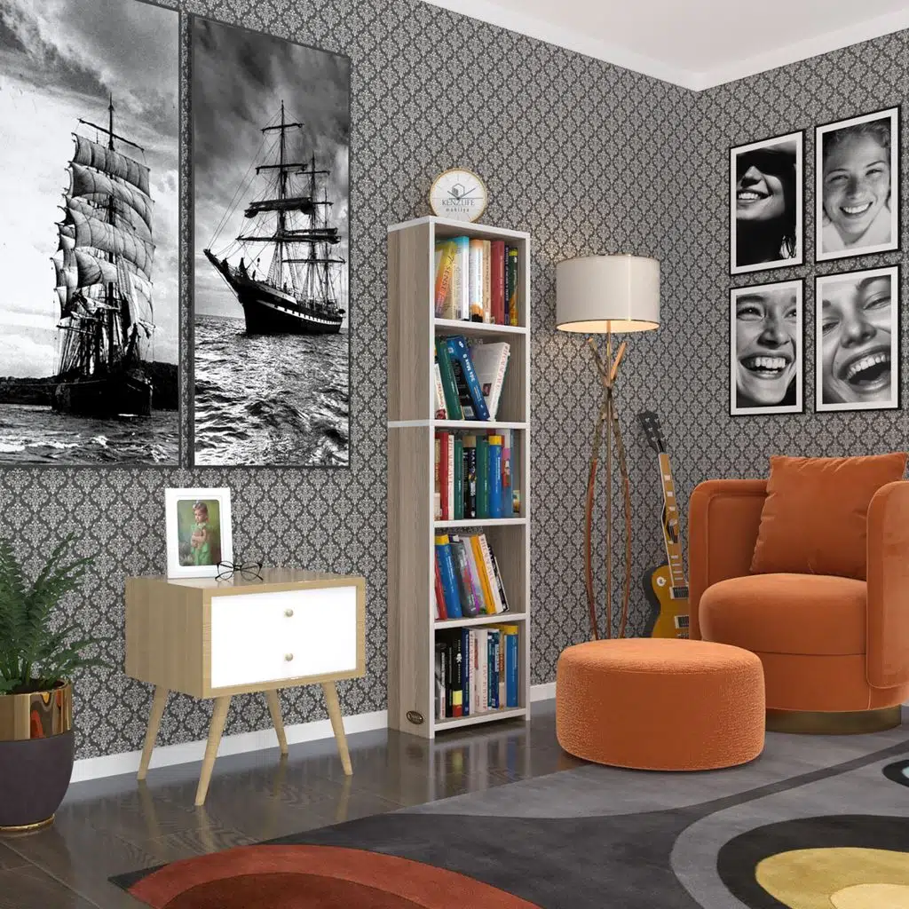 Kenzlife kitaplık süper ga 150*40*19 crd 5 katlı tek bölme çift bölme opsiyonlu ofis mutfak banyo dolabı arkalıksız