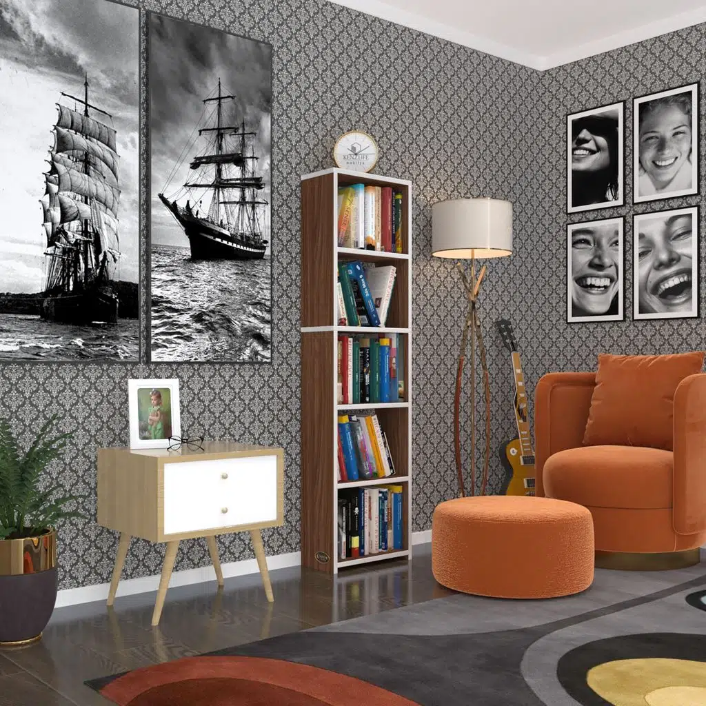 Kenzlife kitaplık süper ga 150*40*19 cvz 5 katlı tek bölme çift bölme opsiyonlu ofis mutfak banyo dolabı arkalıksız