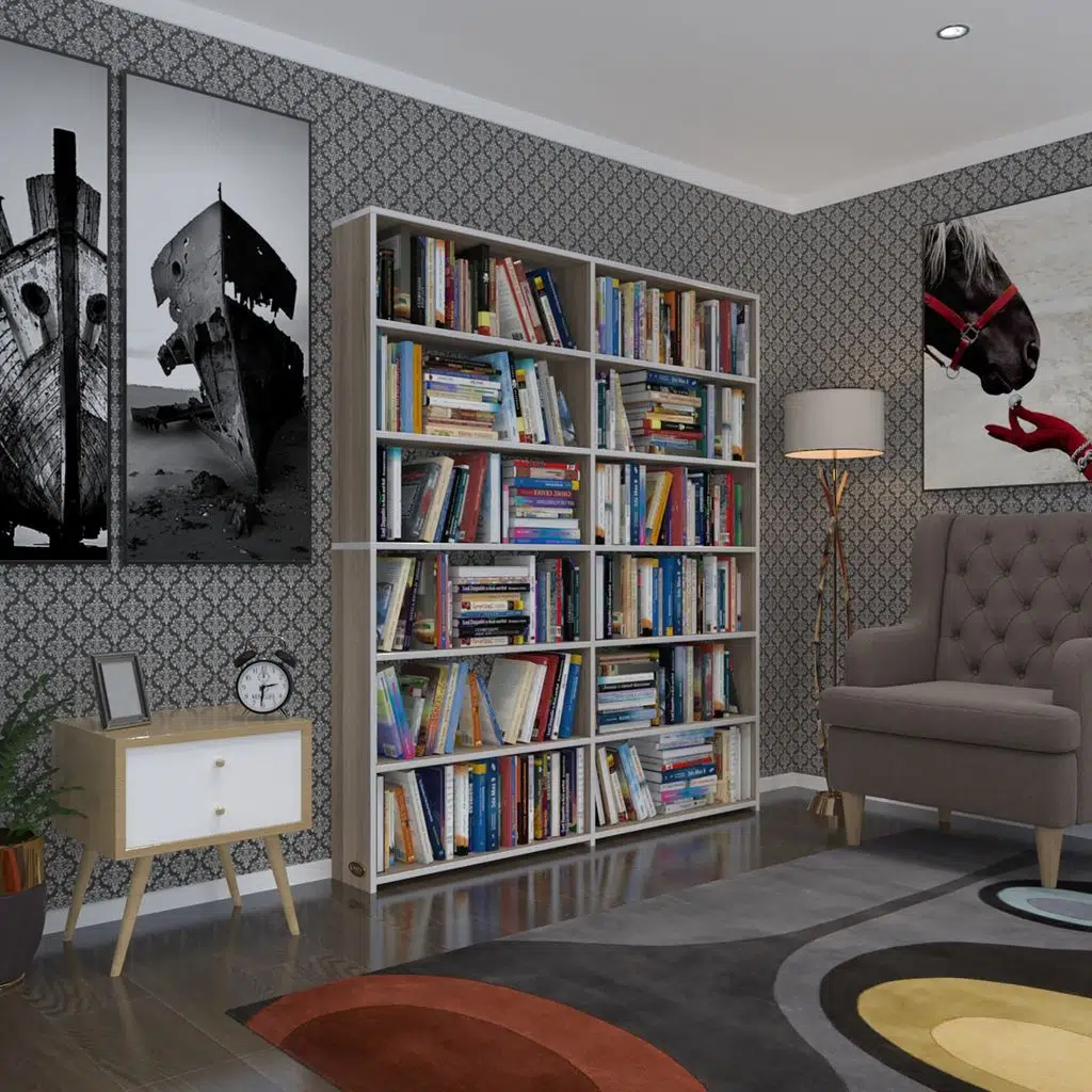 Kenzlife kitaplık süper ga 180*160*19 crd 6 katlı 2 bölme çift bölme opsiyonlu ofis mutfak banyo dolabı arkalıksız