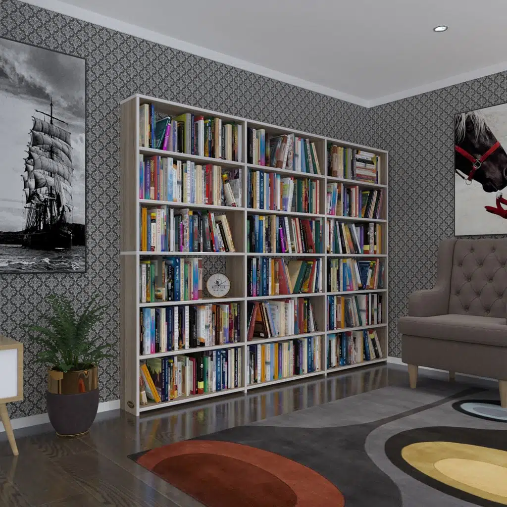 Kenzlife kitaplık süper ga 180*240*19 crd 6 katlı 3 bölme çift bölme opsiyonlu ofis mutfak banyo dolabı arkalıksız