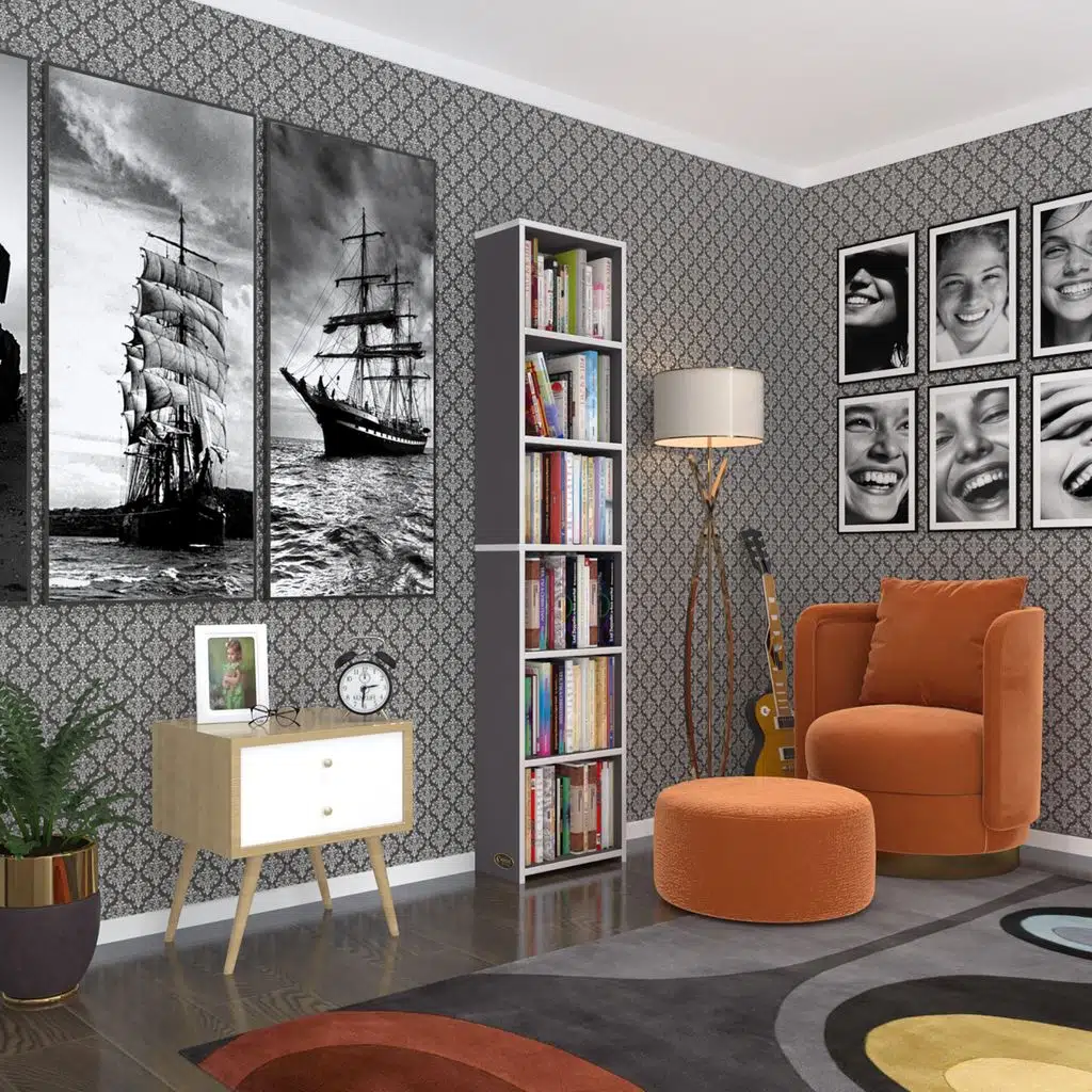 Kenzlife kitaplık süper ga 180*40*19 gri 6 katlı tek bölme çift bölme opsiyonlu ofis mutfak banyo dolabı arkalıksız