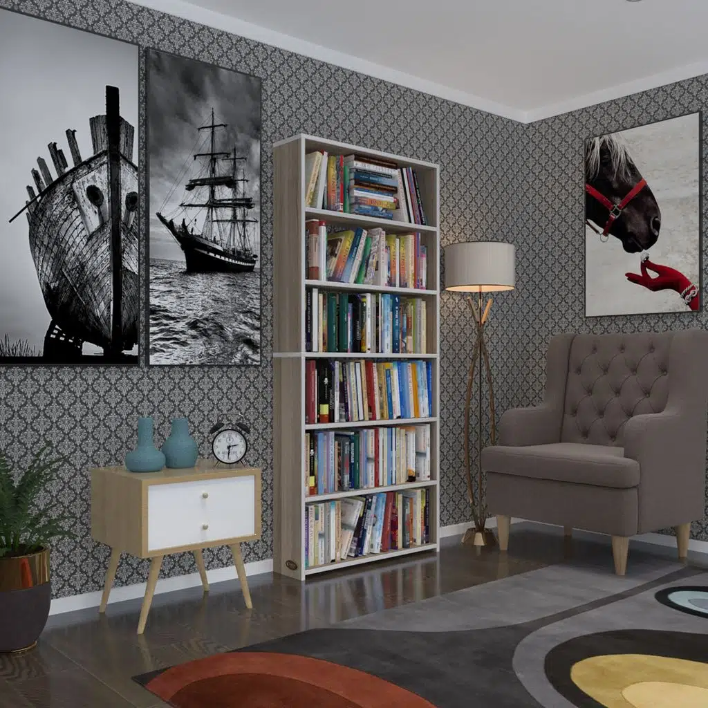 Kenzlife kitaplık süper ga 180*80*19 crd 6 katlı tek bölme çift bölme opsiyonlu ofis mutfak banyo dolabı arkalıksız