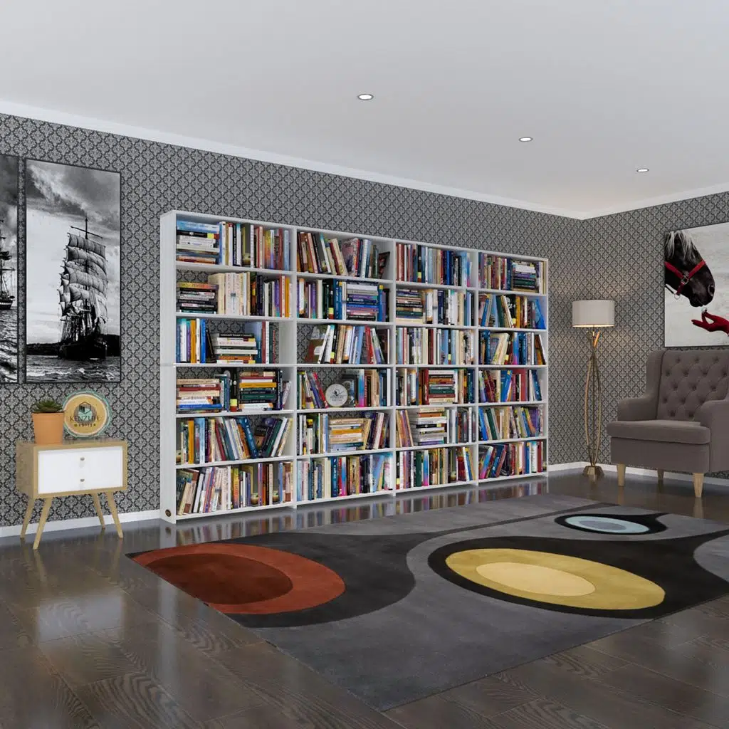 Kenzlife kitaplık süper ga byz 180*320*19 6 katlı 4 bölme çift bölme opsiyonlu ofis mutfak banyo dolabı arkalıksız