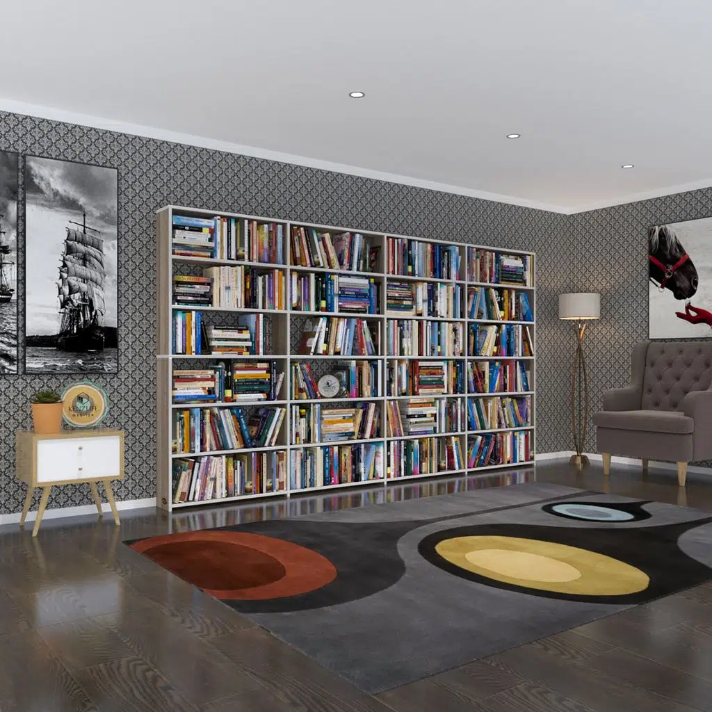 Kenzlife kitaplık süper ga crd 180*320*19 6 katlı 4 bölme çift bölme opsiyonlu ofis mutfak banyo dolabı arkalıksız